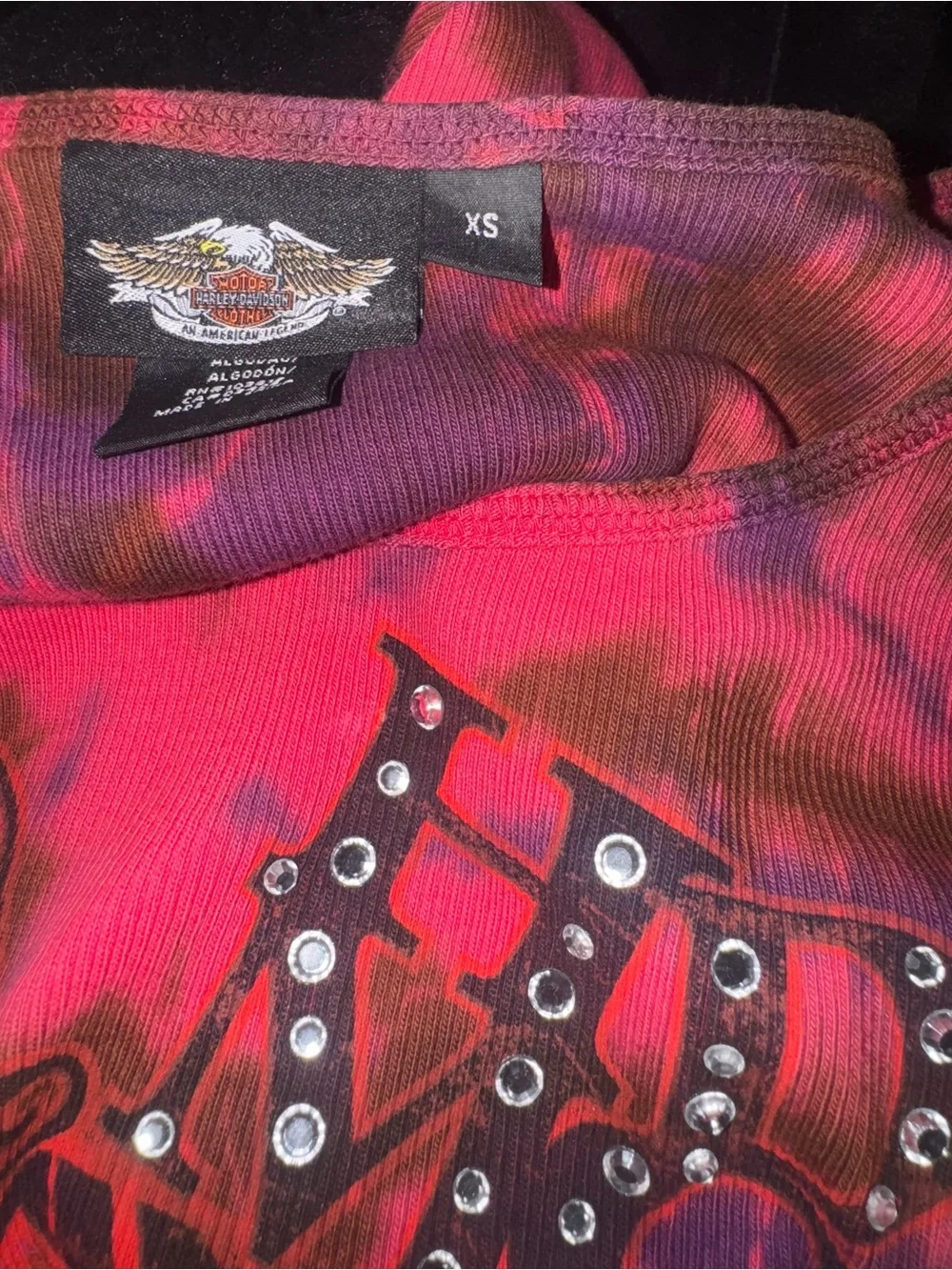 Harley-Davidson Pink and Purple Tie-Dye Studded Graphic Tank - Picture 4 of 4